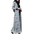 Printed shrug abaya-sky blue-black color Printed shrug abaya-sky blue-black color